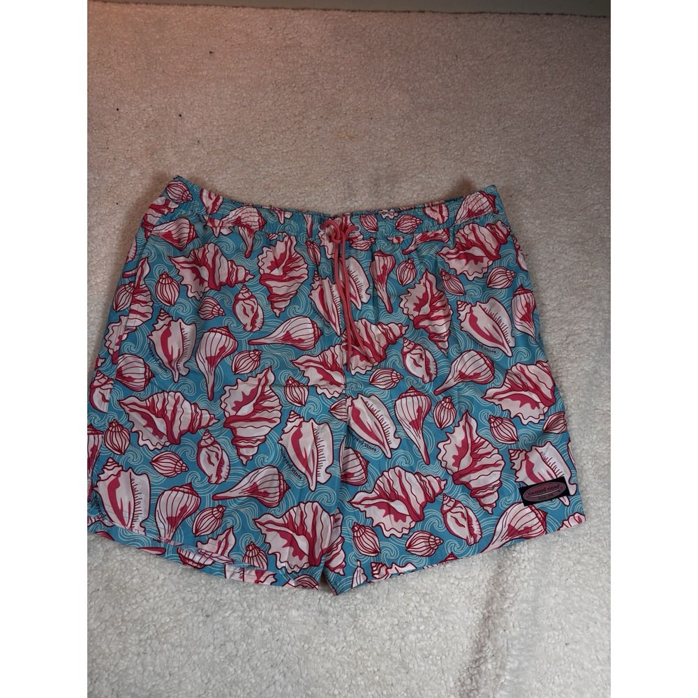 Vineyard Vines Men's Swim Trunks Shorts XL Turquoise Pink Seashell Print